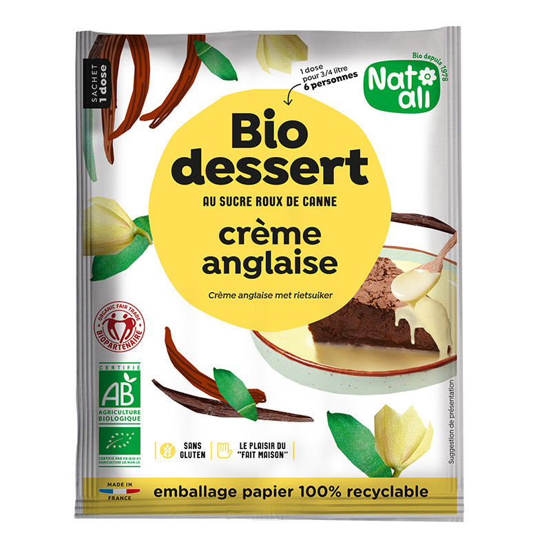 Crème anglaise 60g, dose pour 3/4 litre (6 personnes)
