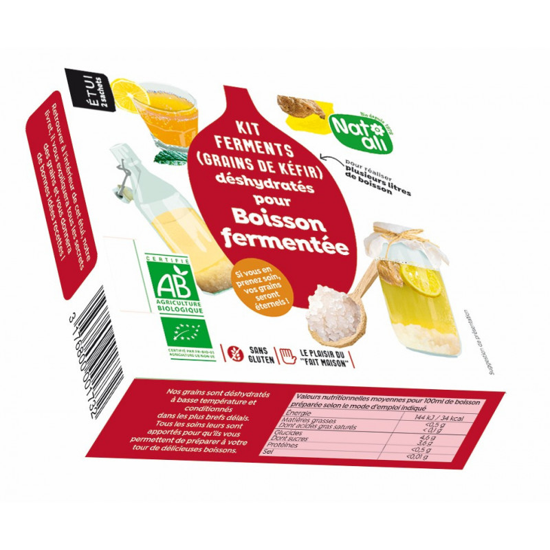 Kit ferments (grains de kéfir) déshydratés pour boisson fermentée 35g