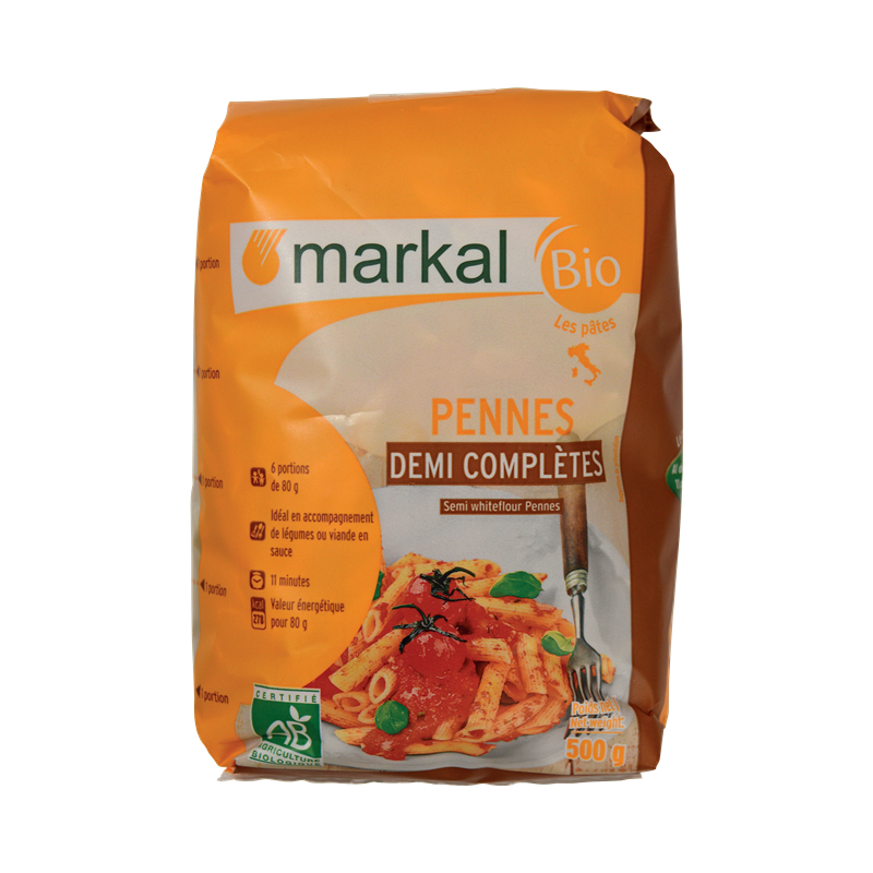 Pâte penne 1/2 complète 500g