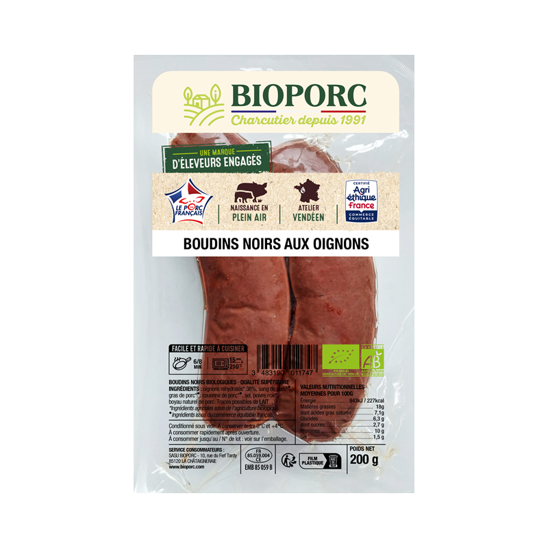 Boudin noir aux oignons x2, 200g