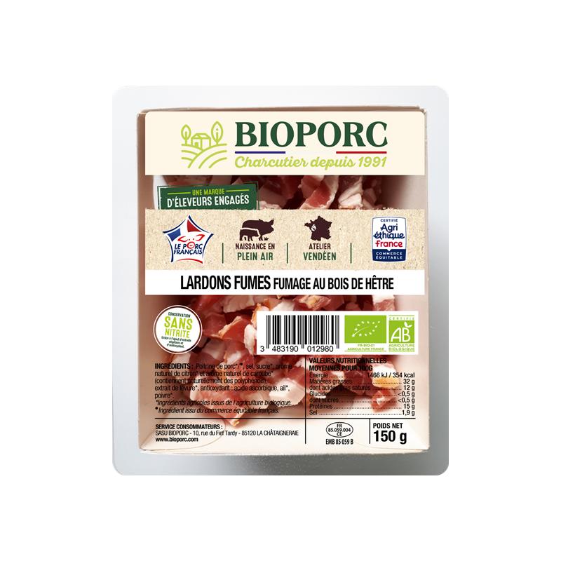 Lardons fumés conservation sans nitrite 150g