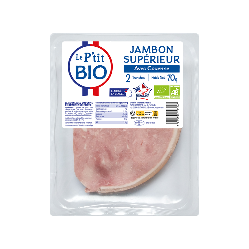 Jambon supérieur avec couenne x2 70g