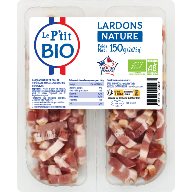Lardons nature 2x75g