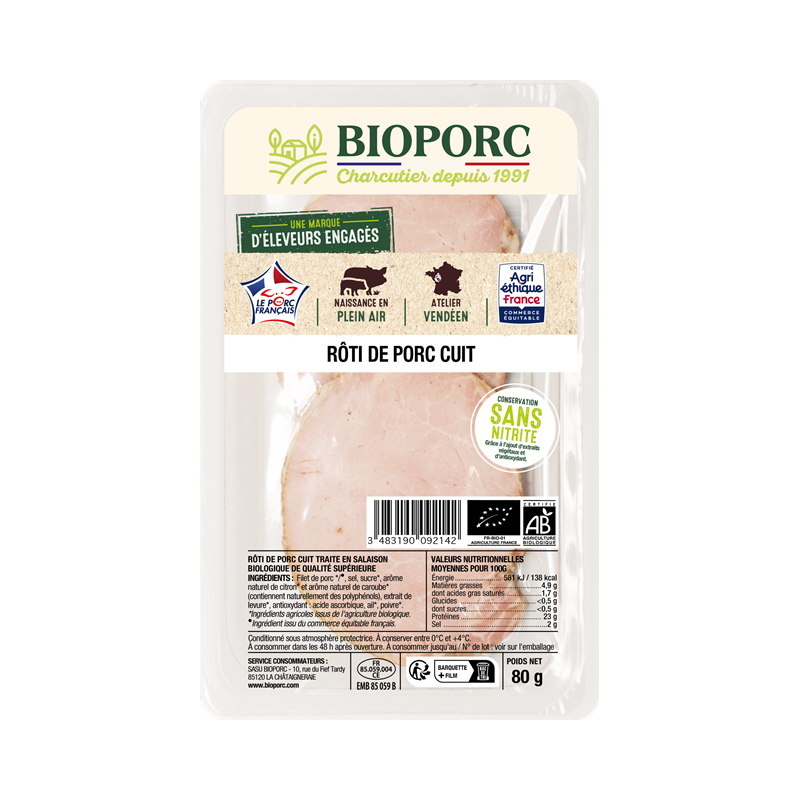 Rôti cuit conservation sans nitrite x2, 80g