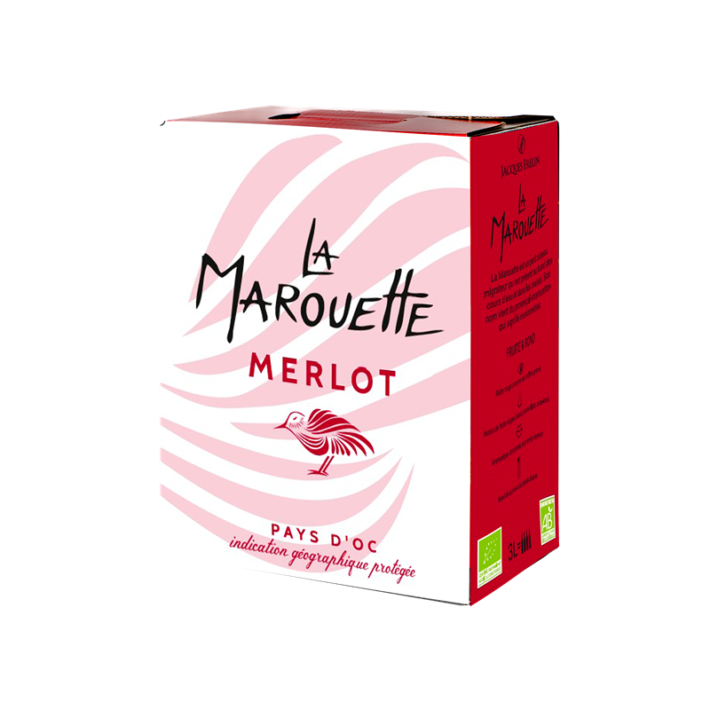 Vin rouge IGP Pays d'OC La Marouette  Merlot bib 3L