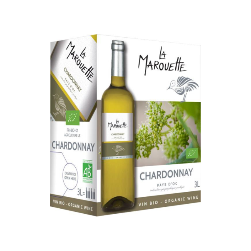 Vin blanc IGP Pays d'OC La Marouette Chardonnay bib 3L