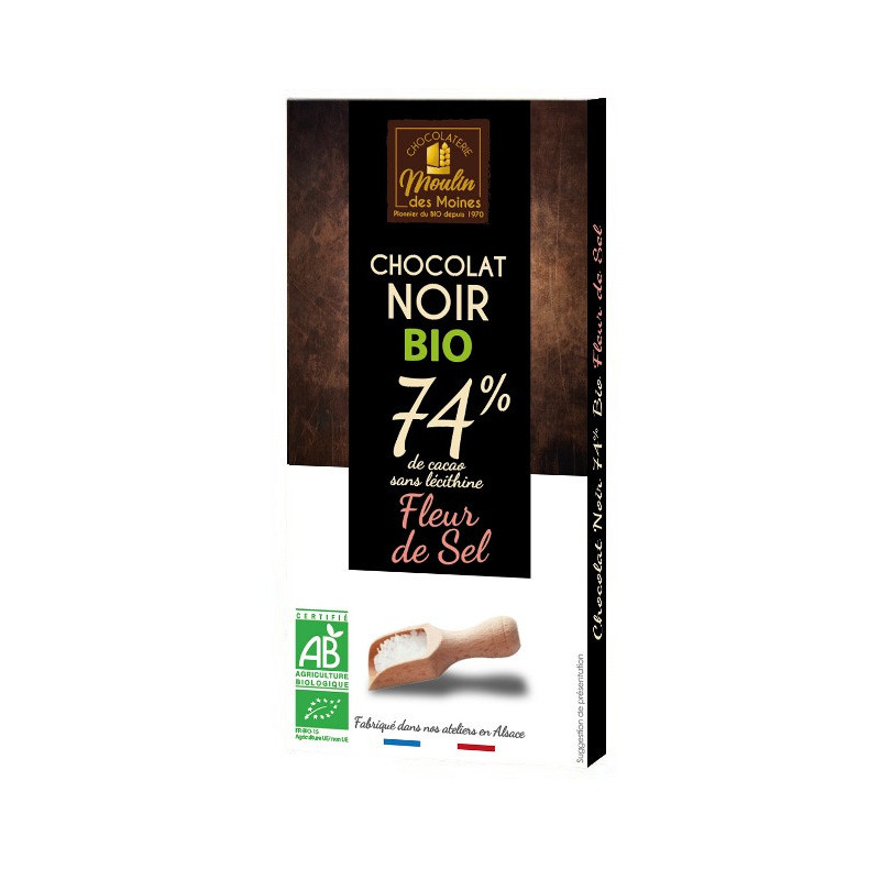 Chocolat noir à la fleur de sel 74% de cacao 100g
