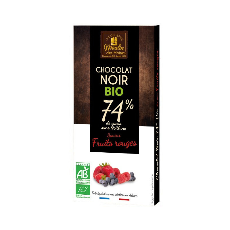 Chocolat noir aux fruits des bois 74% de cacao 100g