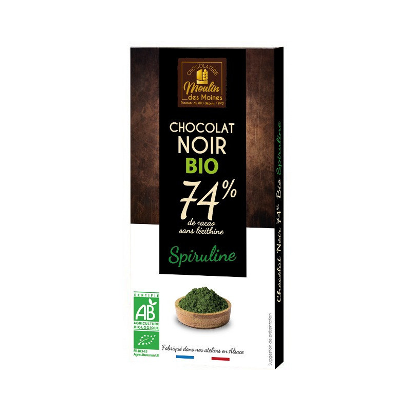 Chocolat noir à la spiruline 100g