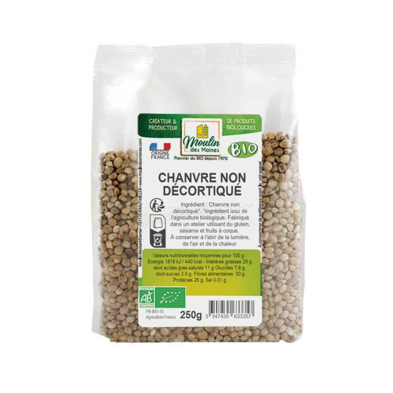 Graines de chanvre non décortiquées 250g