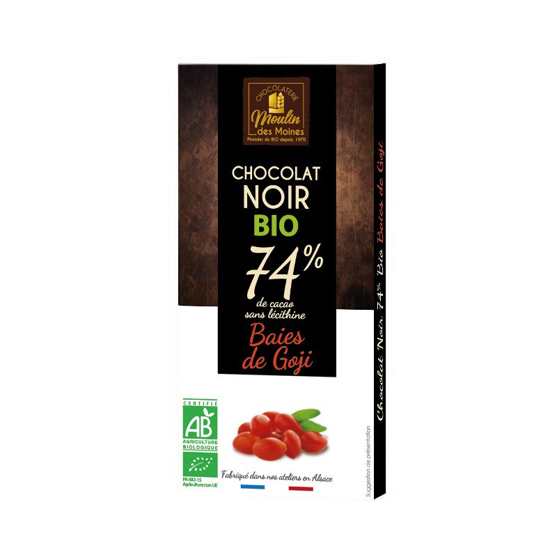 Chocolat noir aux baies de goji bio 100g