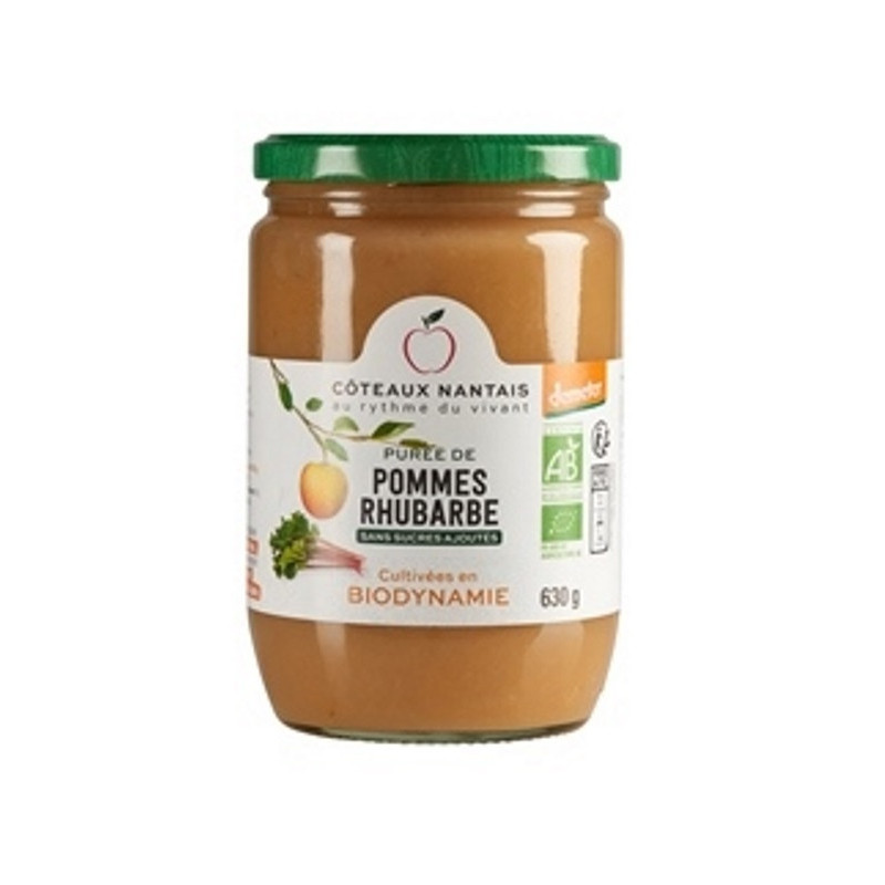 Purée pommes rhubarbe Demeter 630g