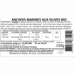 Anchois marinés aux olives bio 150g