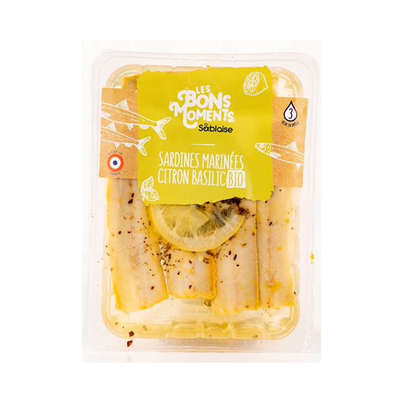 Sardines marinées au citron et basilic bio 150g
