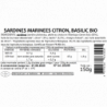 Sardines marinées au citron et basilic bio 150g