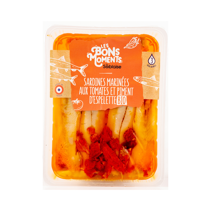 Sardines marinées aux tomates et piment d'Espelette bio 150g