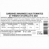 Sardines marinées aux tomates et piment d'Espelette bio 150g