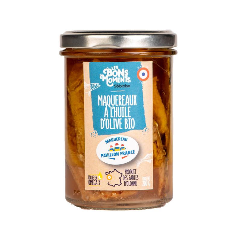 Maquereaux debout" pavillon France à l'huile d'olive bio 140g (PNE)"