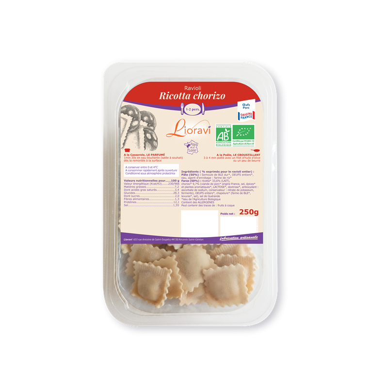 Ravioli ricotta chorizo frais 250g