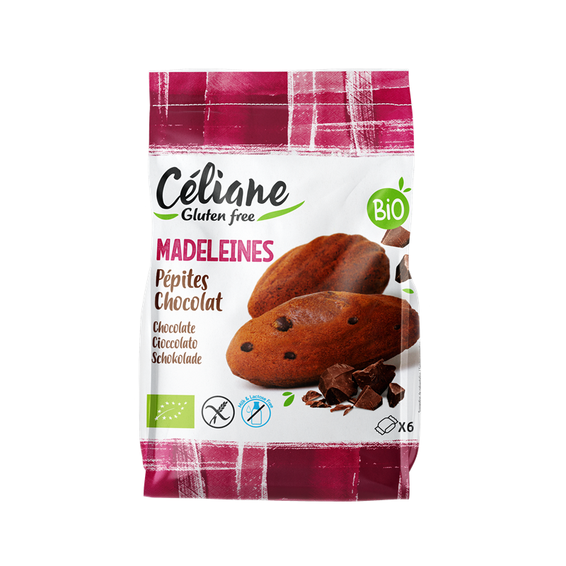 Madeleines aux pépites de chocolat, sans gluten sans lactose (x6) 180g