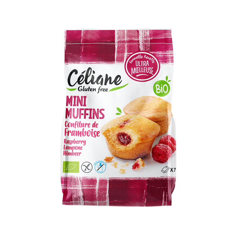 Mini muffins confiture de framboise, sans gluten sans lactose (x7) 200g