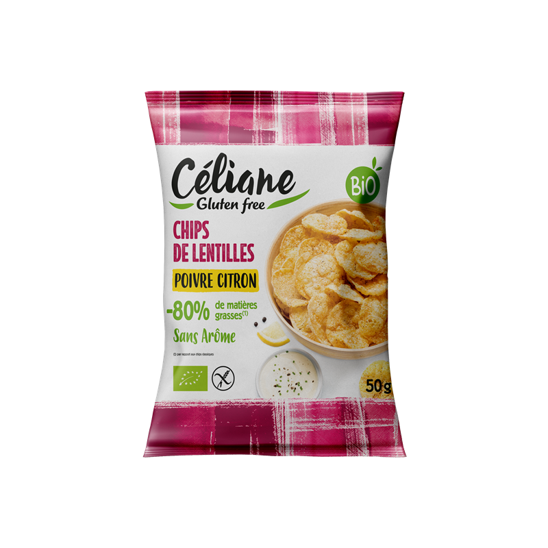 Chips de lentilles citron poivre, sans gluten 50g