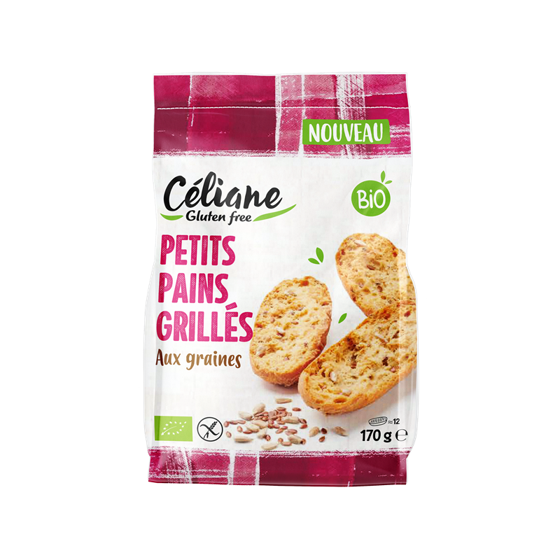 Petits pains grillés aux graines x12 ,sans gluten 170g