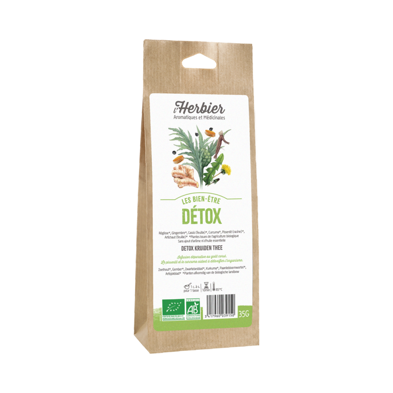 Mélange détox (réglisse, gingembre, cassis, curcuma, pissenlit, artichaut) 35g
