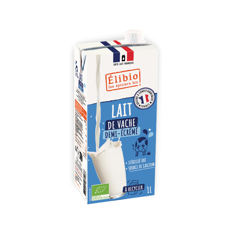 Lait UHT 1/2 écrémé brique 1L