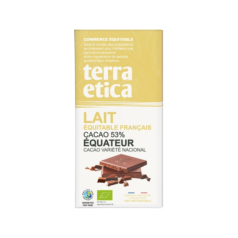 Tablette chocolat lait 53% de cacao 100g