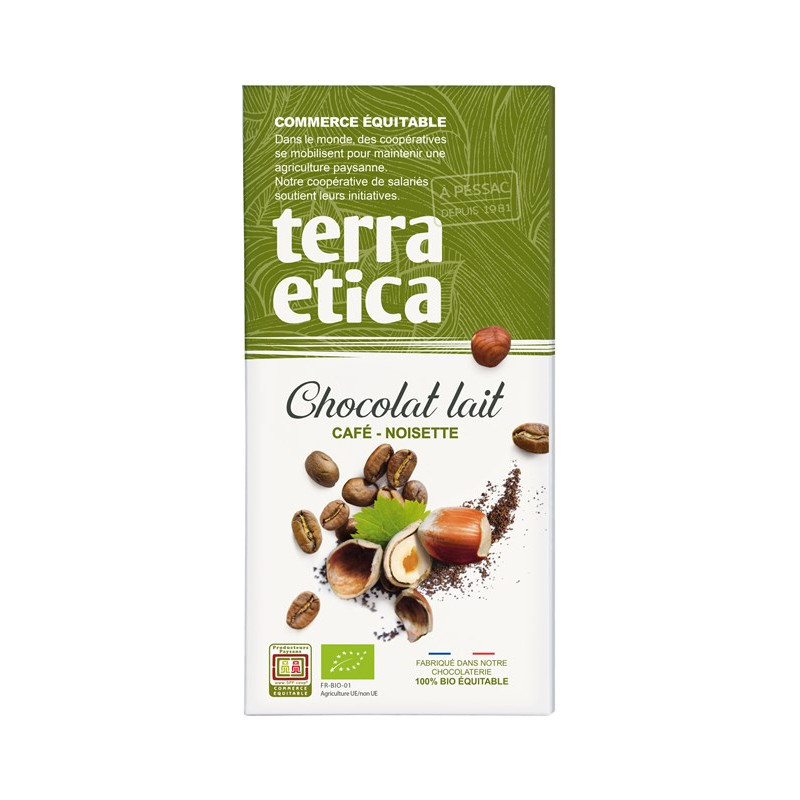 Tablette chocolat lait café noisette 100g