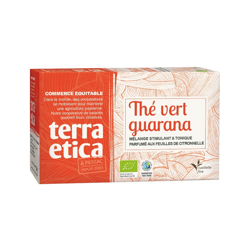Thé vert citronnelle et guarana x20 infusettes 36g