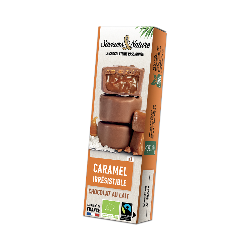 Bouchées caramel enrobées de chocolat au lait 3x15g