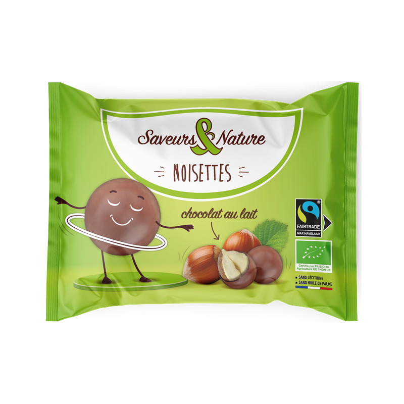 Drôles de noisettes toastées enrobées de chocolat au lait 45g