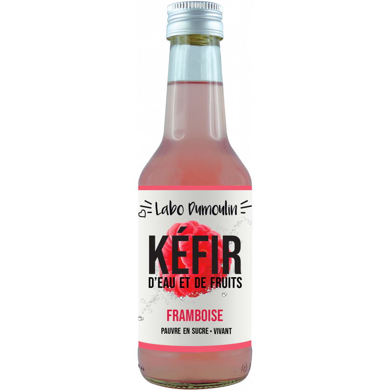 Kéfir d'eau et de fruits framboise, naturellement pétillant, 25cl