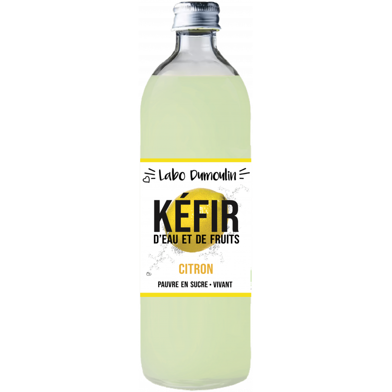 Kéfir d'eau et de fruits citron, naturellement pétillant, 75cl