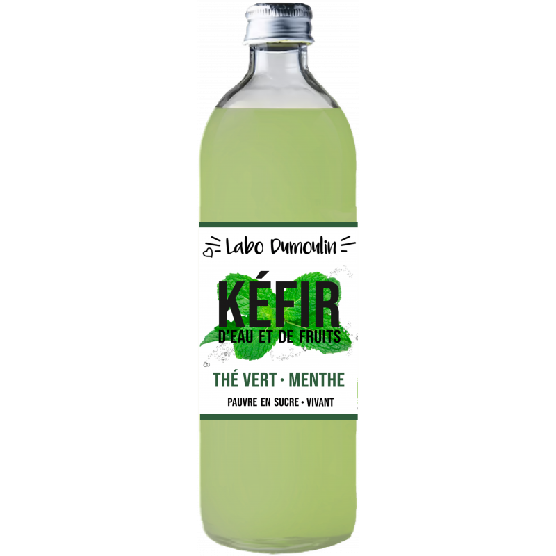 Kéfir d'eau et de thé vert menthe, naturellement pétillant, 75cl