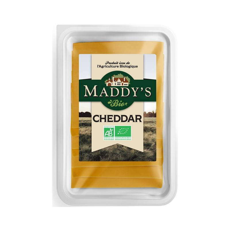 Cheddar rouge Maddy's en tranche 9x9cm, lait pasteurisé 150g