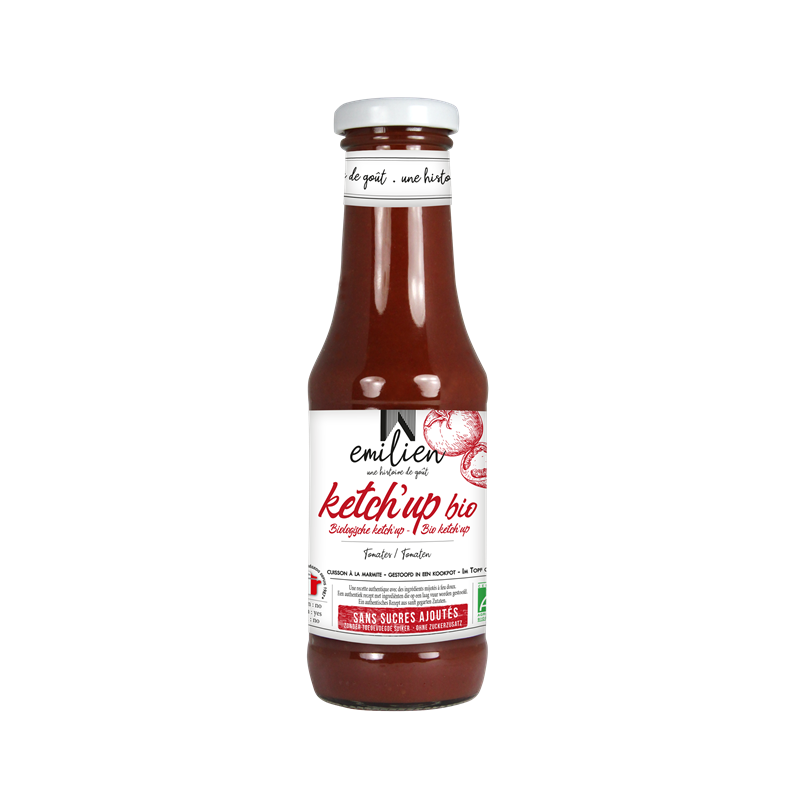 Sauce ketchup, sans sucres ajoutés, bouteille en verre, 360g