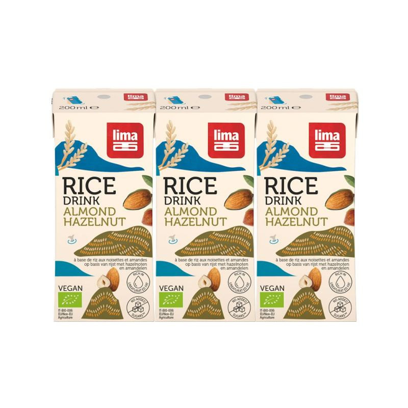 Rice drink noisette-amande avec paille papier 3x200ml