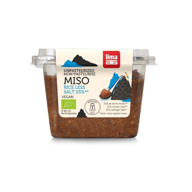 Miso de riz, 25% de sel en moins non pasteurisé, 300g