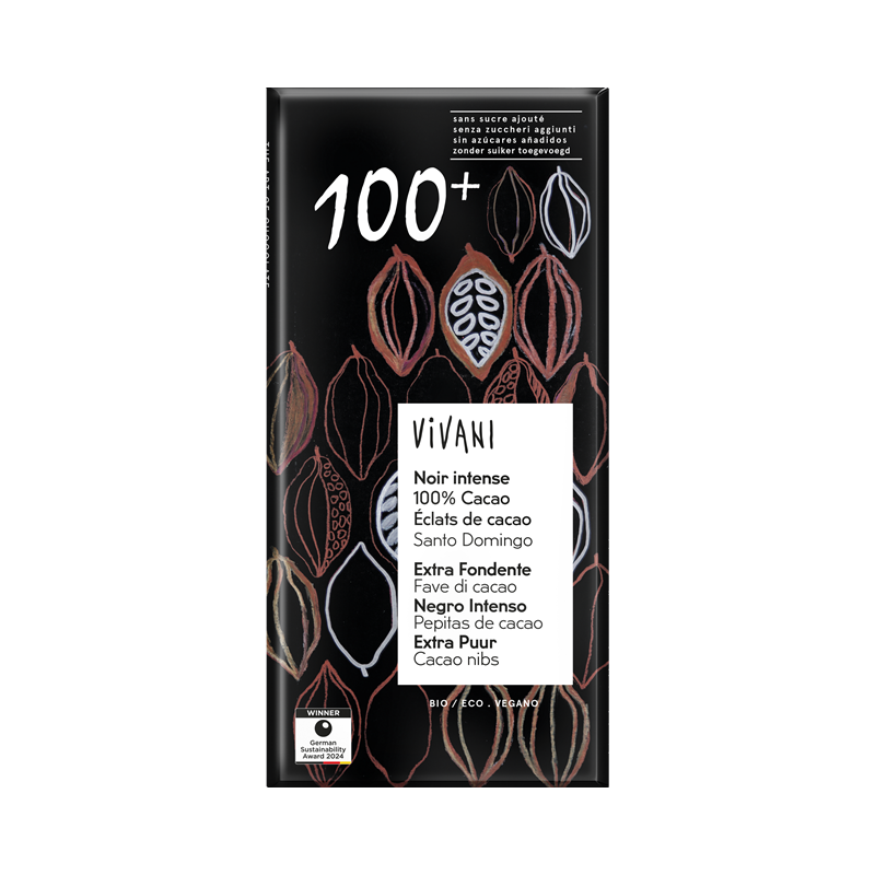 Chocolat noir 100% avec éclats de cacao 80g
