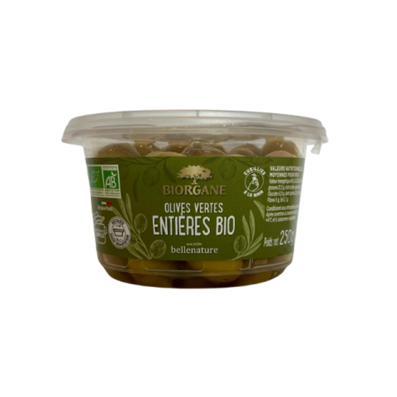 Olives vertes entières en pot, 250g