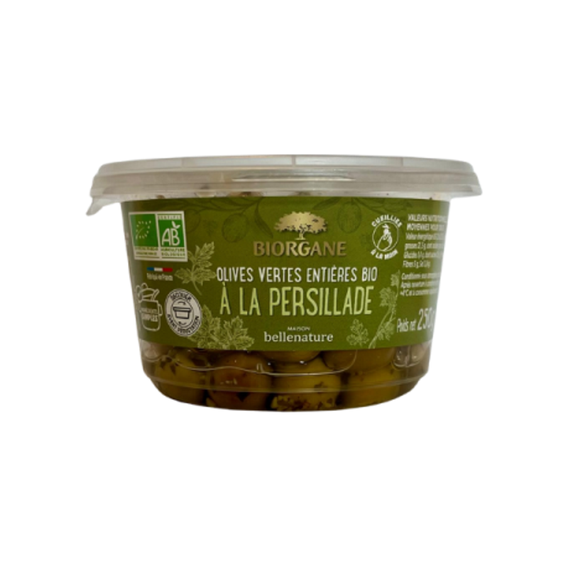 Olives vertes entières à la persillade en pot, 250g