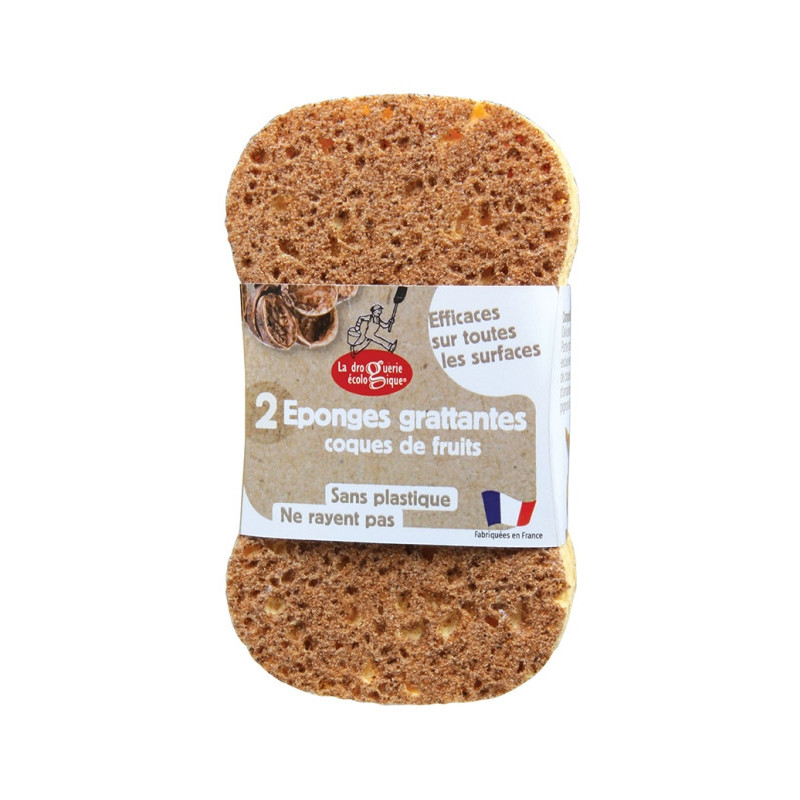 Lot de 2 éponges grattantes coques de fruits en display