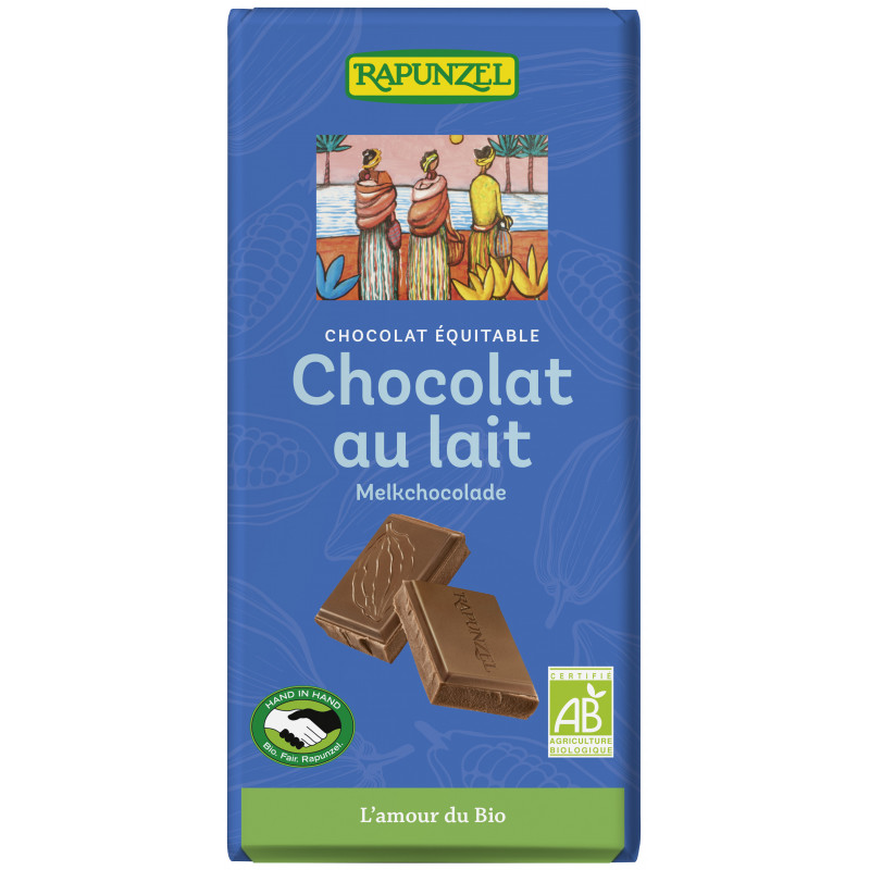 Chocolat au lait (38% de cacao) avec sucre de canne complet 100g