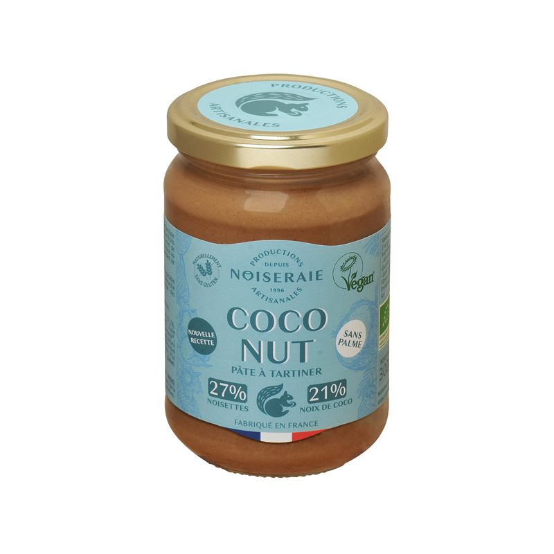 Pâte à tartiner coconut, noisette 27% & poudre coco 21%, 300g