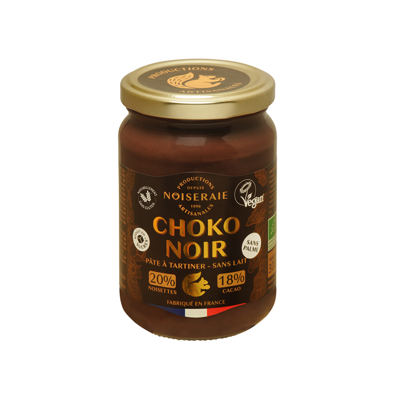 Pâte à tartiner choko noir, cacao 18%, 300g