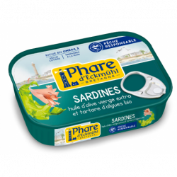 Sardine pêche responsable" algues marinées et huile d'olive vierge bio 135g"