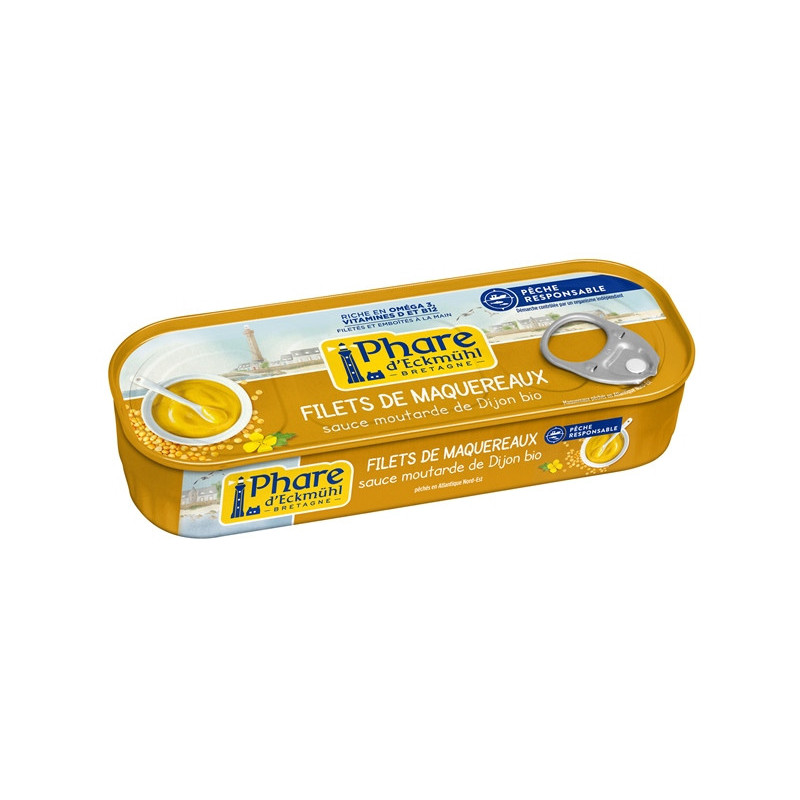 Filets de maquereaux pêche responsable"  à la sauce moutarde de Dijon bio 144g"